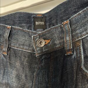 Boss Blue Denim Jeans with Classic Fit and Contrast Stitching